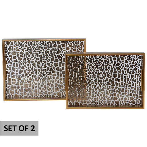 GOLD HIDE TRAY 40X30/35X25 SET/2 TRANS NATAL CUT GLASS