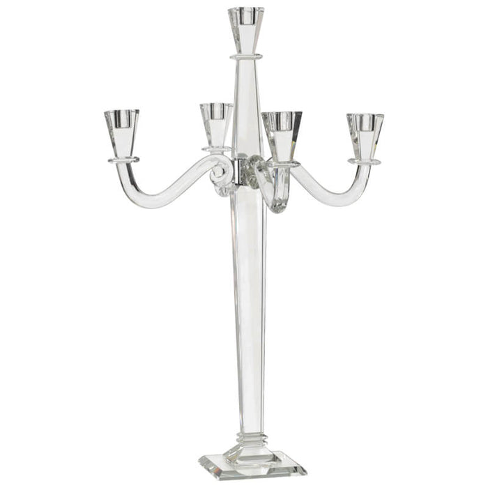 SYLVIA 5 ARM CANDELABRA 61CM TRANS NATAL CUT GLASS