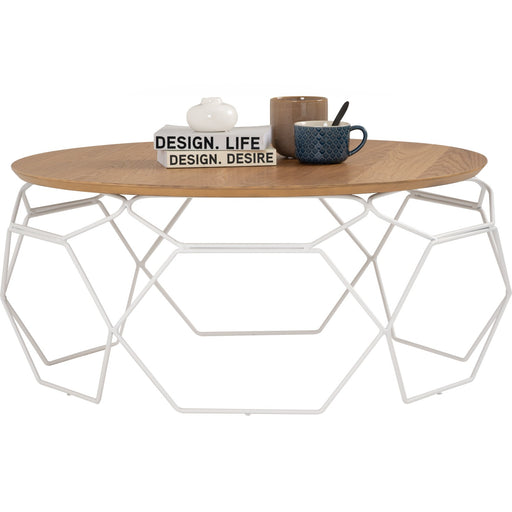 NANO ROUND COFFEE TABLE NAT & WHITE METAL HINLIM FURNITURE