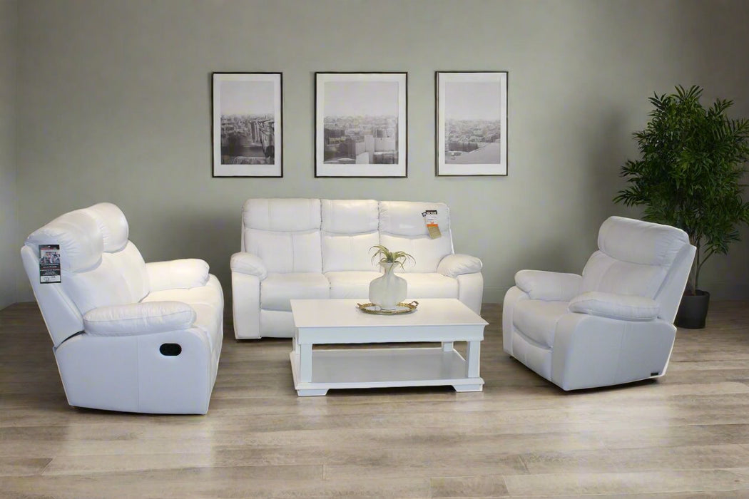 Nevada 3 piece lounge white leather