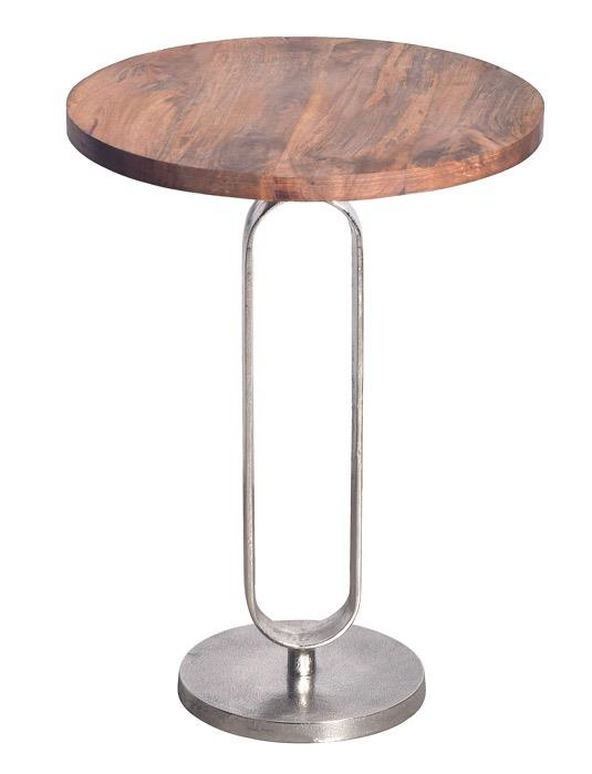 NOLAN SIDE TABLE - WOOD TOP AND METAL BASE