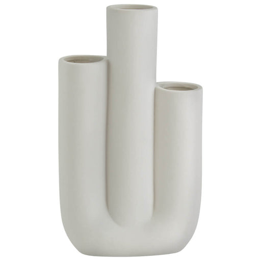 THREE PIPE CERAMIC VASE 16X7X28CM TRANS NATAL CUT GLASS