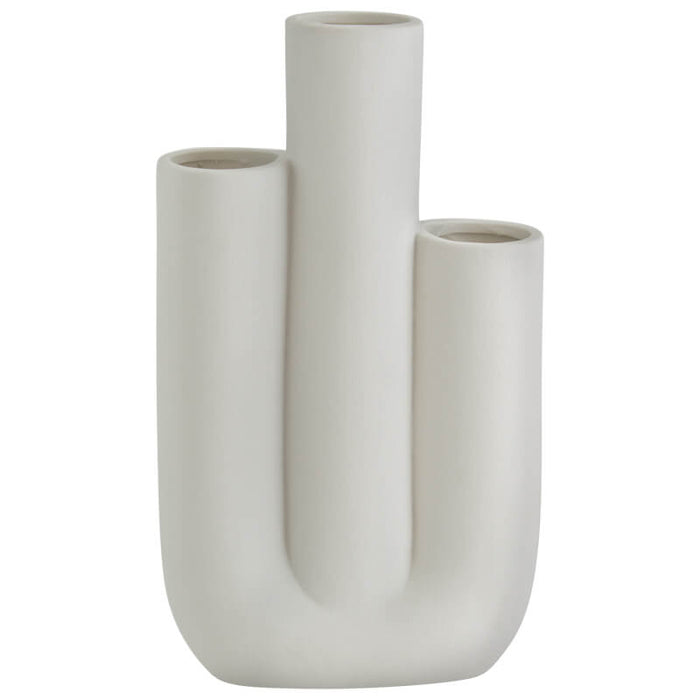 THREE PIPE CERAMIC VASE 16X7X28CM TRANS NATAL CUT GLASS