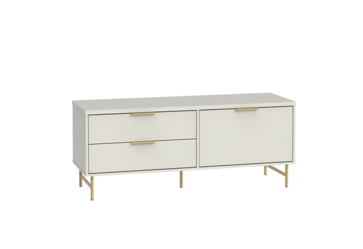 YVES 1.35 TV STAND OFF WHITE/MATTE GOLD PROVINCIA