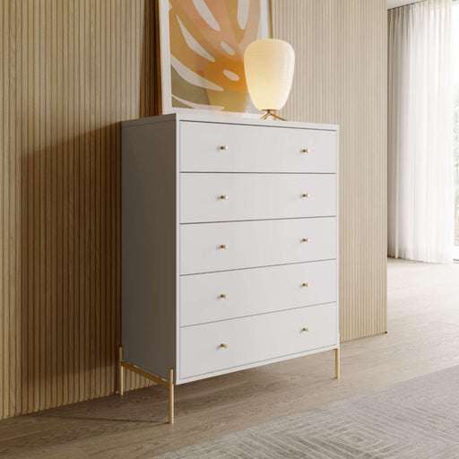 JASPER CHEST OF 5 DRAWERS WHITE GLOSS PROVINCIA