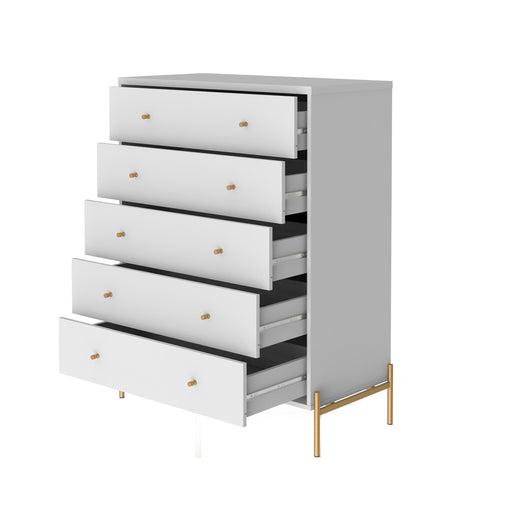 JASPER CHEST OF 5 DRAWERS WHITE GLOSS PROVINCIA