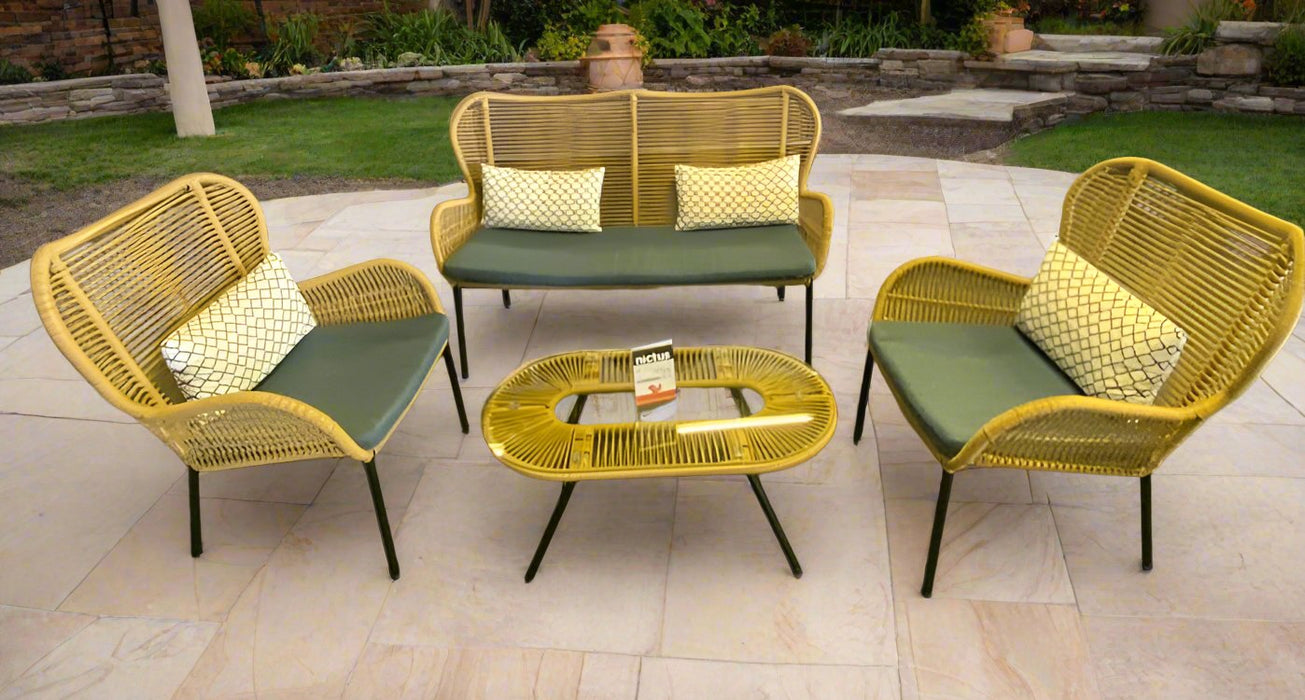 4 PCE RATTAN OUTDOOR PATIO SUITE  -Rattan patio set