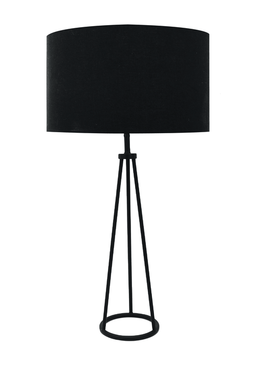 RING TRIPOD LAMP + BLACK SHADE NOLDEN BROTHERS WOODEN