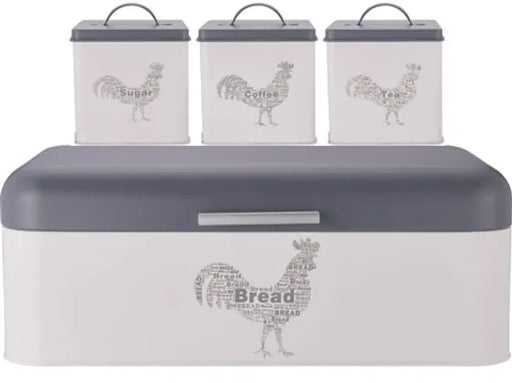 ROOSTER RANGE BREAD BIN WITH 3PCS CANISTERS MABRUK IMPORT & EXPORT