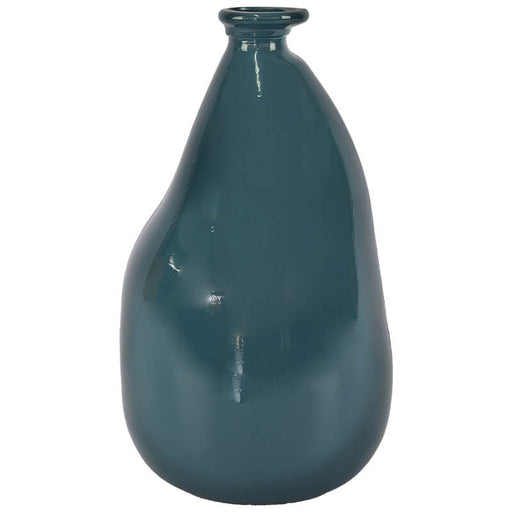 OPAQUE BLUE SIMPLICITY VASE 36CM TRANS NATAL CUT GLASS