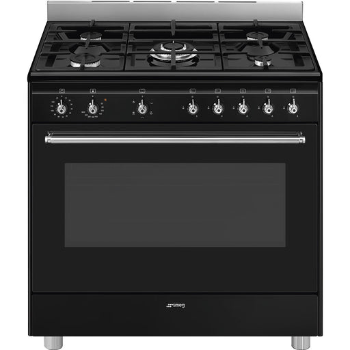 SMEG 90CM F/GAS BLACK COOKER CLASSICA AESTHETIC SMEG