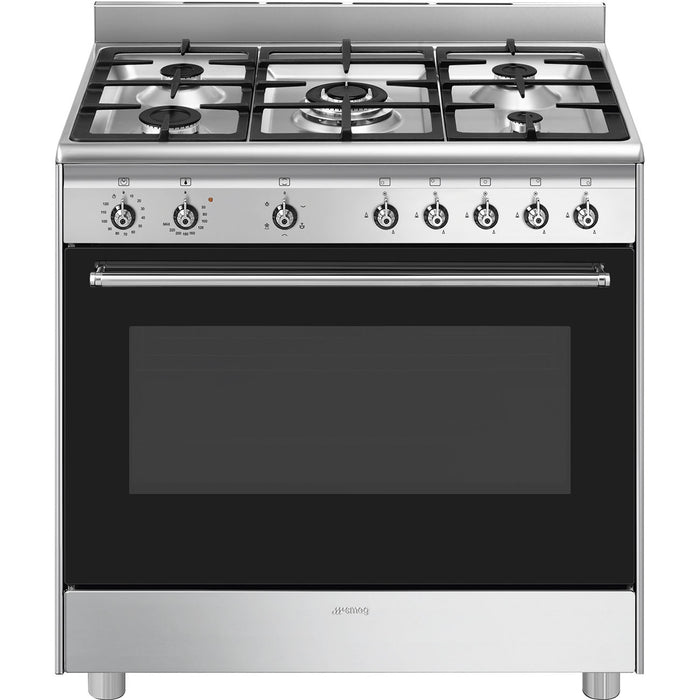 SMEG 90CM CONCERT FULL GAS COOKER S/STEEL SMEG