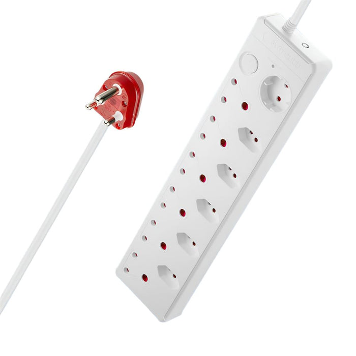 SWITCHED 12 WAY HIGH SURGE 0.5M MULTIPLUG WHITE ROBIATI DISTRIBUTION C