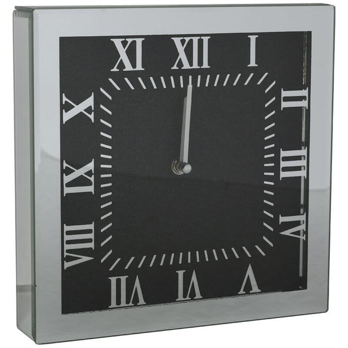 BLACK GLITTER SQ CLOCK 25X25X5CM TRANS NATAL CUT GLASS