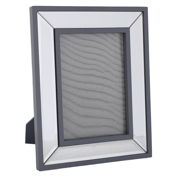 GREY/ MIRROR PHOTO FRAME 26X21CM TRANS NATAL CUT GLASS