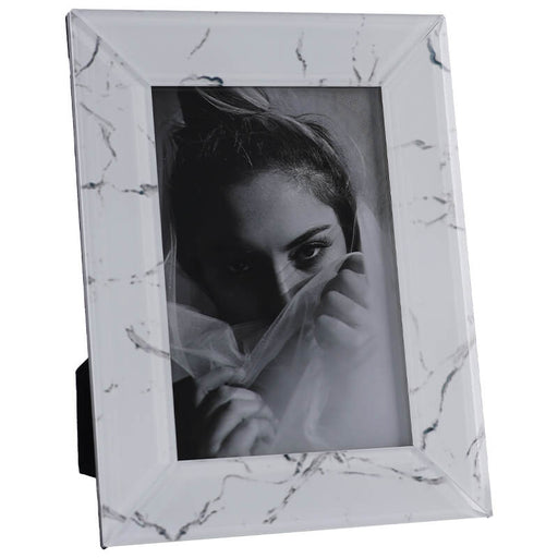 MARBLE GLASS PHOTO FRAME 21X16CM TRANS NATAL CUT GLASS