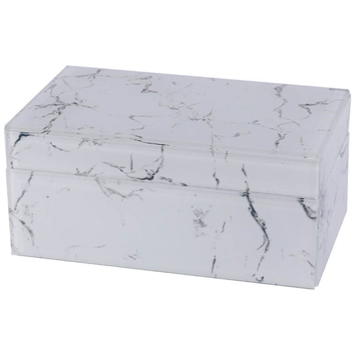 MARBLE GLASS ACCESSORY BOX 20X12X9CM TRANS NATAL CUT GLASS