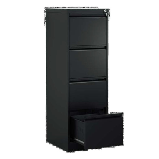 vertical filing cabinet with 4 drawers in black