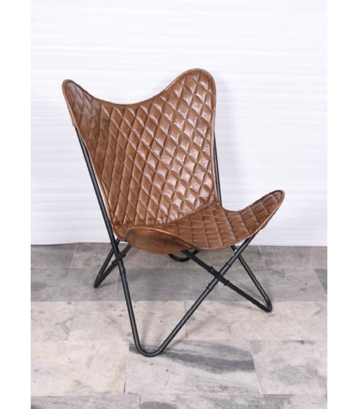 VISTA BUTTERFLY LEATHER CHAIR - FULL LEATHER FOUR CORNERS