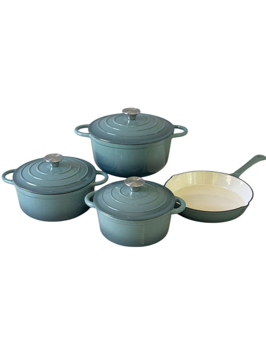 7 PCS CAST IRON POT SET - SEA SALT