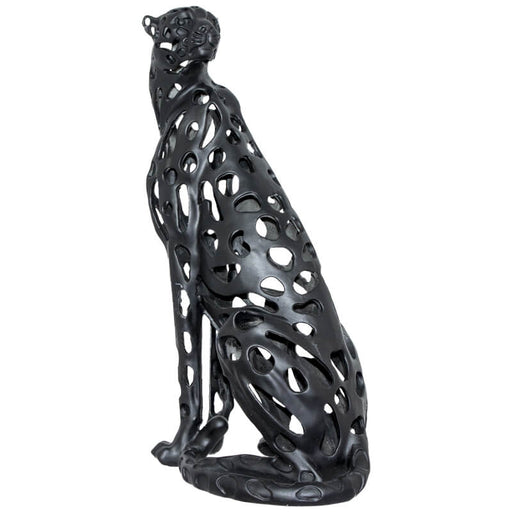 BLACK CHEETAH 43 CM SCULPTURED TRANS NATAL CUT GLASS