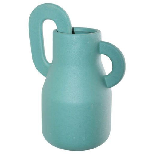 HANDLED VASE 28CM TEAL - YVC57U1 TRANS NATAL CUT GLASS