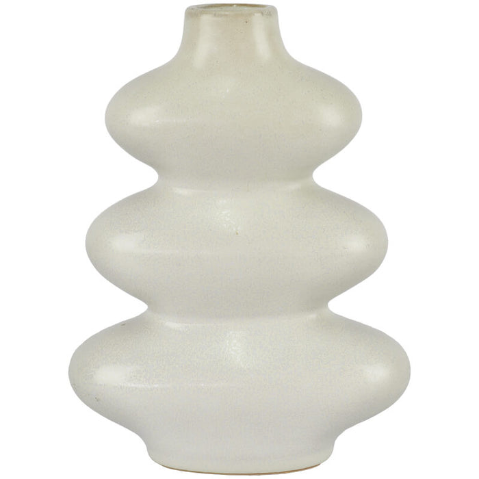 WHITE GOBI VASE 23X17CM TRANS NATAL CUT GLASS