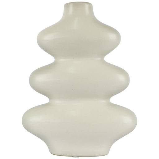 WHITE GOBI VASE 31X23CM TRANS NATAL CUT GLASS