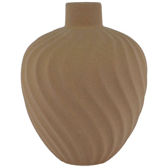 TERRACOTTA SWIRL VASE 18X14CM TRANS NATAL CUT GLASS