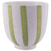 GREEN STRIPE SPECKLED POT 17CM TRANS NATAL CUT GLASS