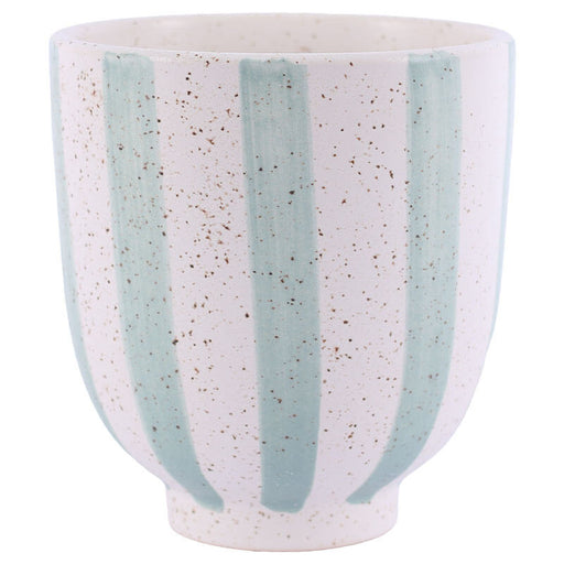 BLUE STRIPE SPECKLED POT 15CM TRANS NATAL CUT GLASS