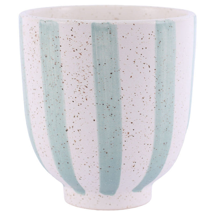 BLUE STRIPE SPECKLED POT 15CM TRANS NATAL CUT GLASS