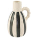 BLACK/BEIGE STRIPE VASE ROPE 17CM TRANS NATAL CUT GLASS