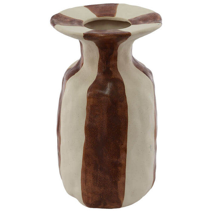 BROWN STRIPE VASE 26CM TRANS NATAL CUT GLASS