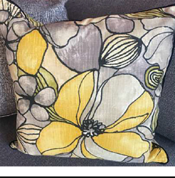 YELLOW & GREY FLORAL SCATTER 60X60 FOUR CORNERS