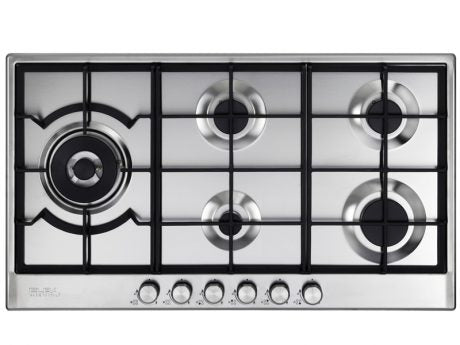 ELBA ELIO 90CM 5 BURNER GAS HOB STAINLESS STEEL D.K. GAS APPLIANCES (P