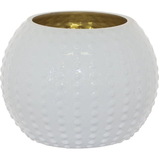 SEA URCHIN WHITE BALL VASE 15X11CM